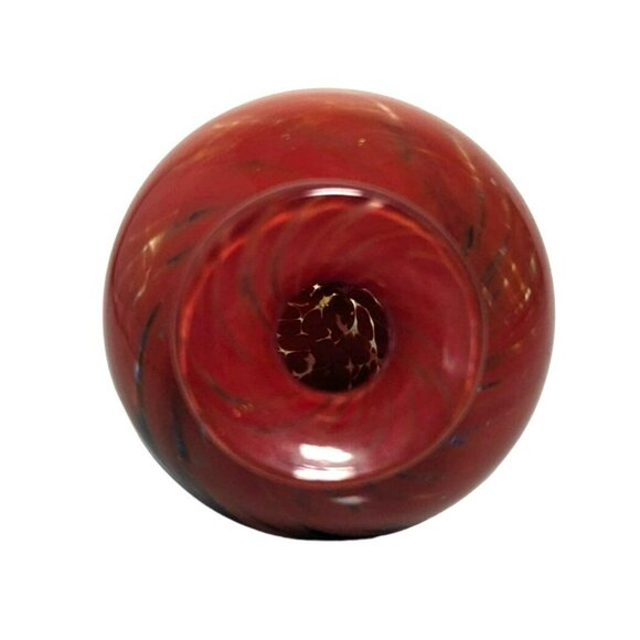 Blown Glass Footed Red and Blue Swirl Teardrop Hanging Decor - Picture 6 of 6